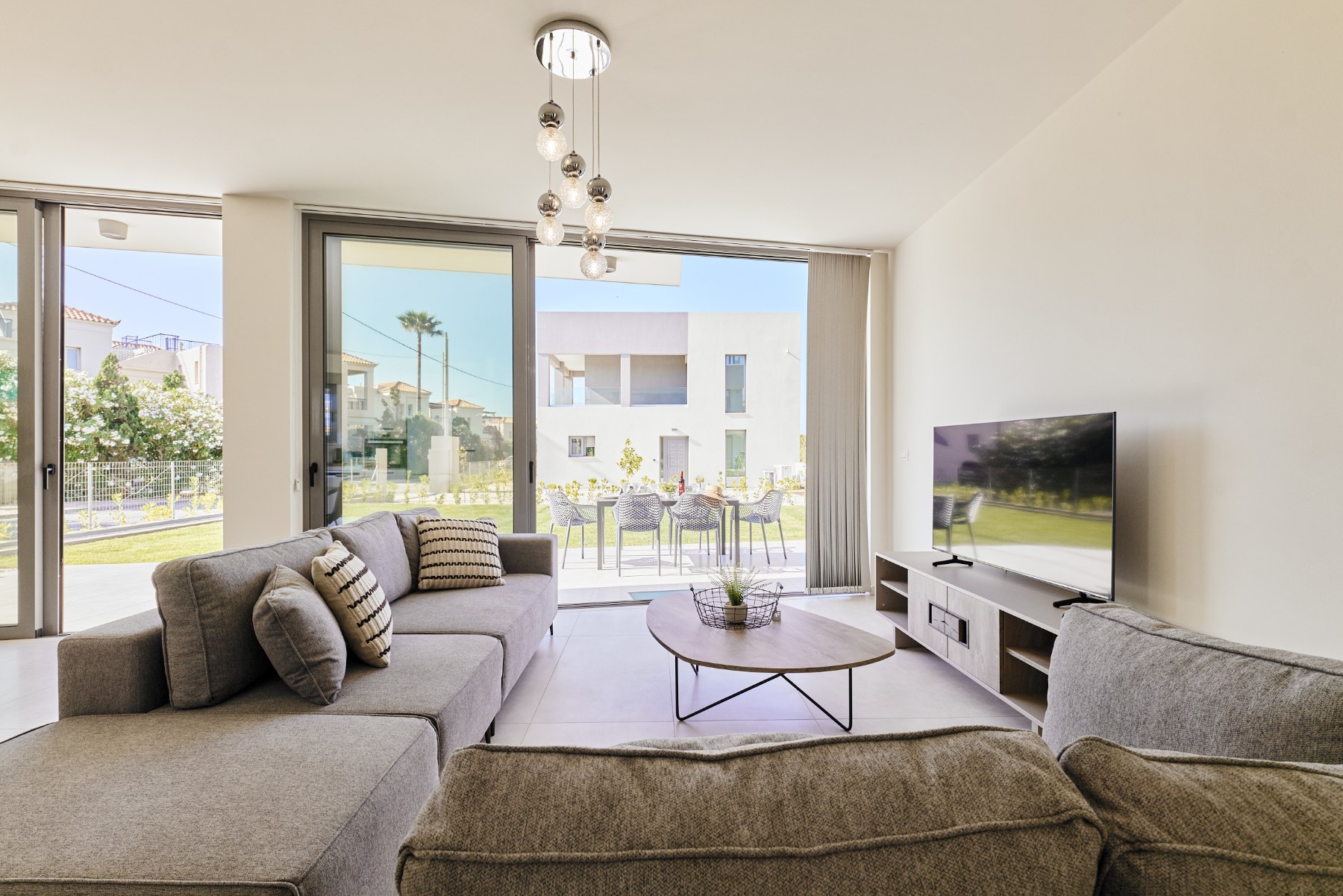 Photograph of the lounge area in one of the villas