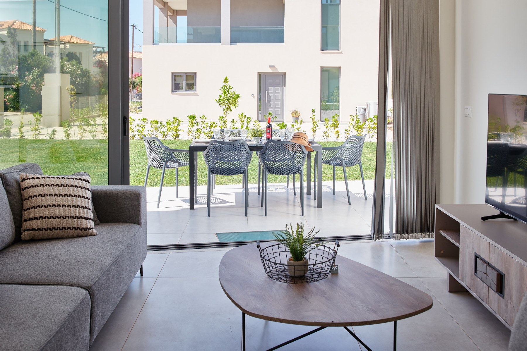 Photograph of lounge and outdoor dining area